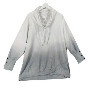 The Sweatshirt Project Women‎ 3X White Blue Ombre Cowl Neck Pullover Sweater